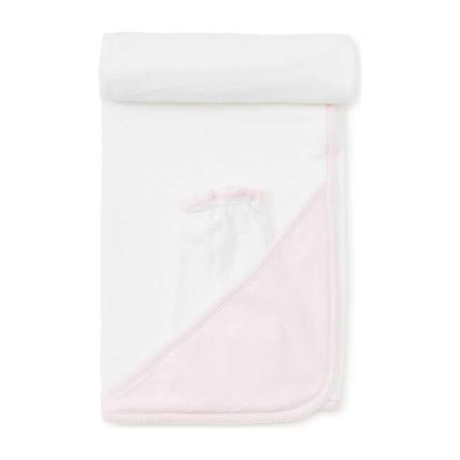 New Dots Towel & Mitt Set, Pink/White