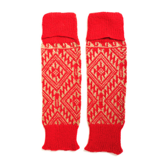 Leg/Arm Warmers, Red/Tan Aztec