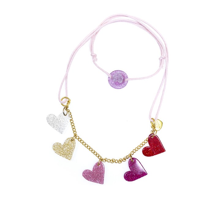 Glitter Heart Necklace, Pink