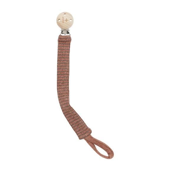Yukon Pacifier Clip With Thin Stripes, Brown