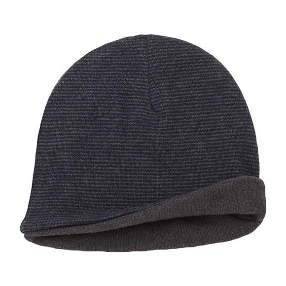 Megeve Reversible Hat With Thin Stripes, Grey