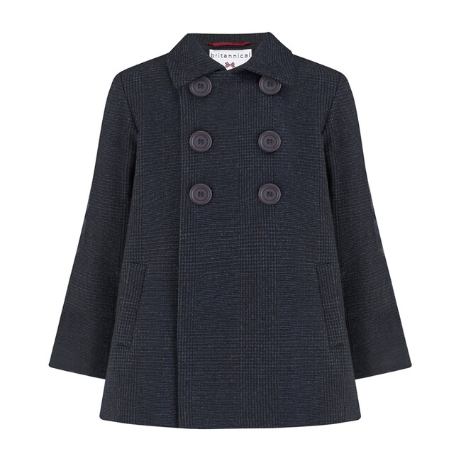 Pimlico Coat, Prince of Wales Navy - Wool Coats - 1