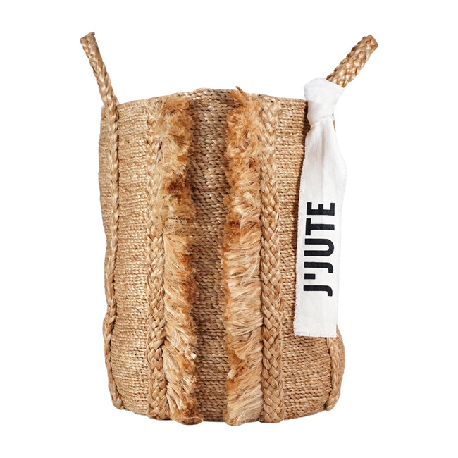 Bazar Tall Fringe Jute Basket, Natural