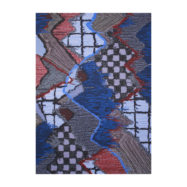 Upward Sweepable Shag Floormat, Blue