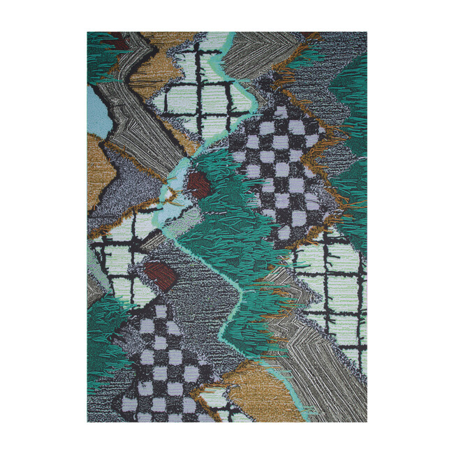Upward Sweepable Shag Floormat, Cyan