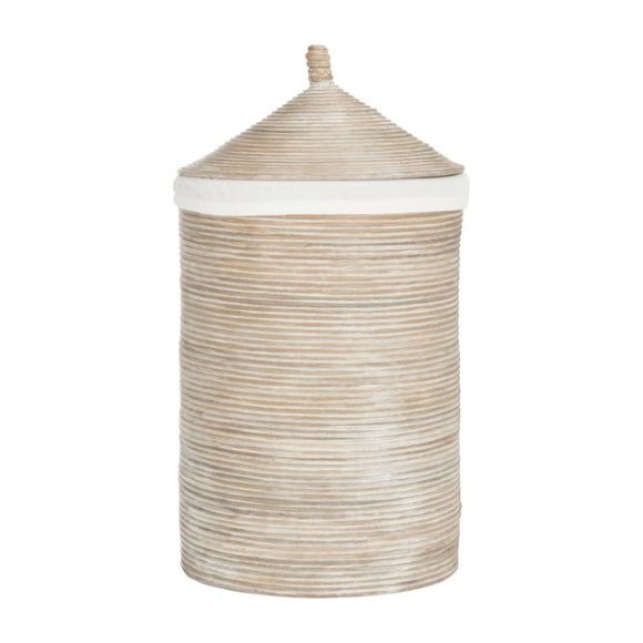 Wellington Rattan Lined Storage Hamper, Whitewash