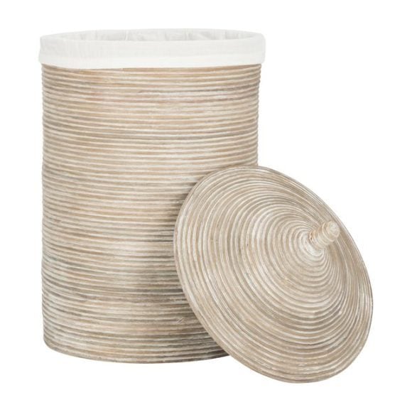 Wellington Rattan Lined Storage Hamper, Whitewash