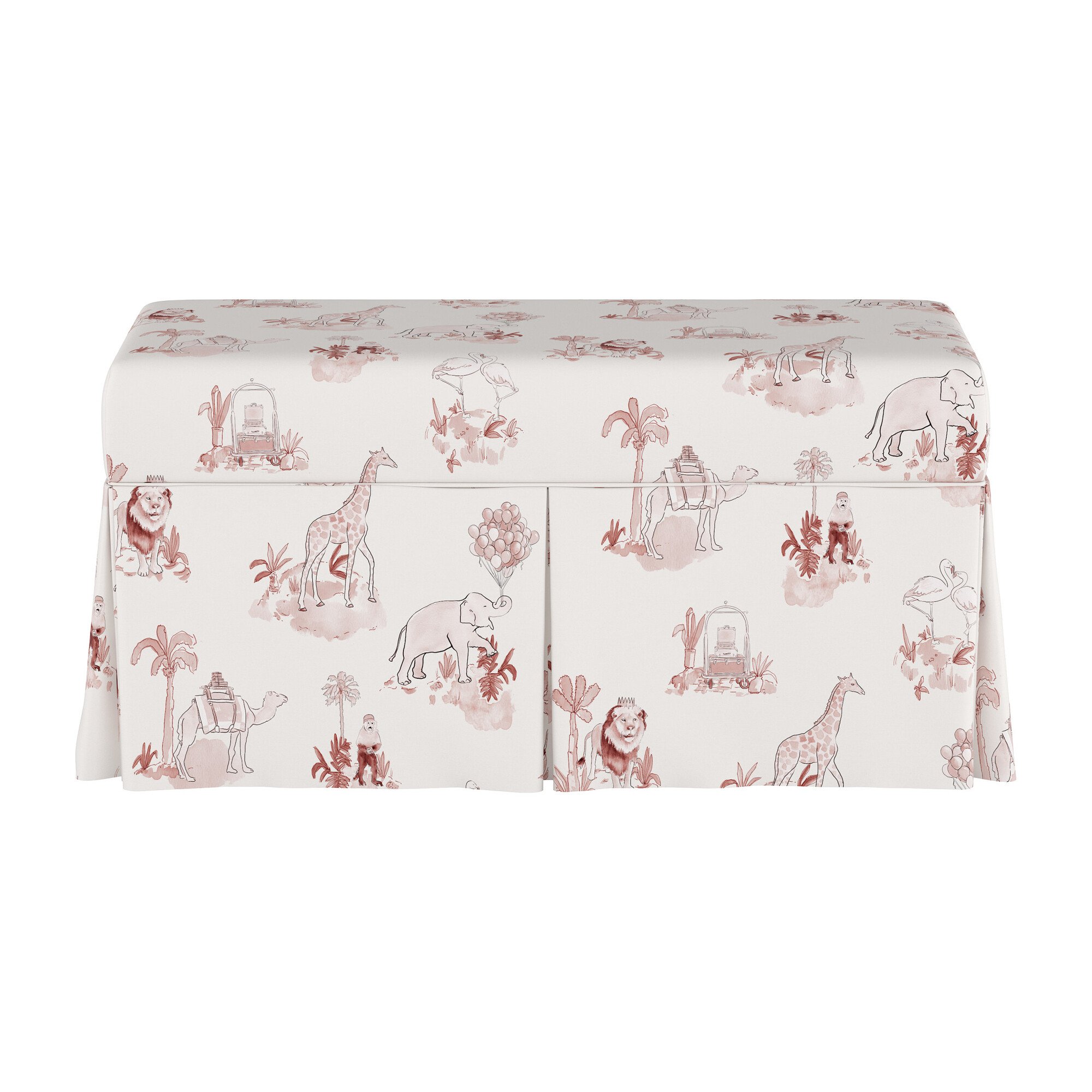 Skirted Storage Bench, Malin Toile Pink