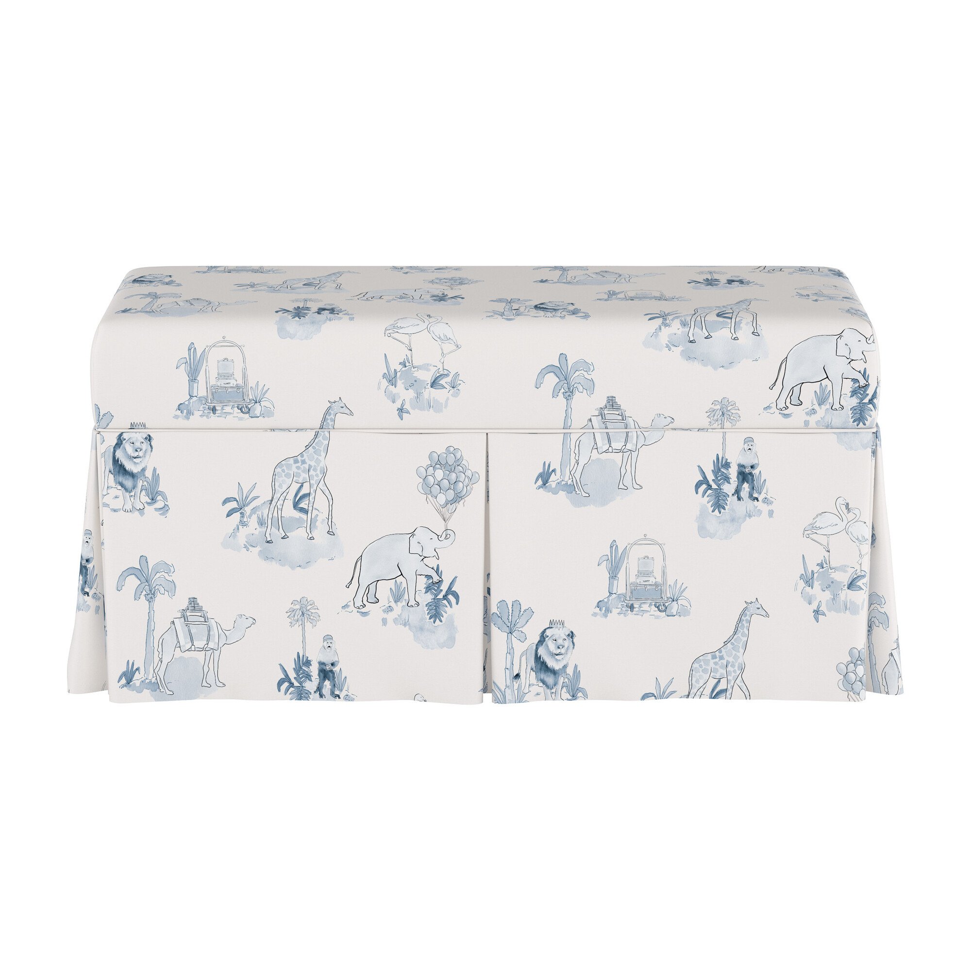 Skirted Storage Bench, Malin Toile Blue