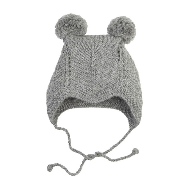 Bonnet With 2 Pom Poms, Gray