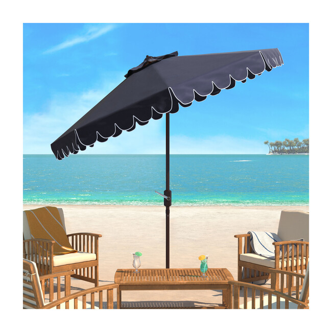 Dorinda Scalloped Patio Umbrella, Navy