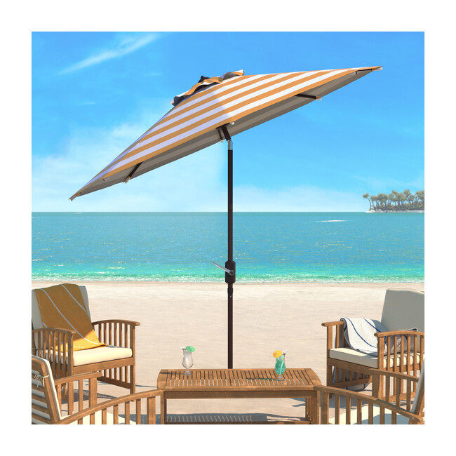 Iris Stripe Patio Umbrella, Yellow/White