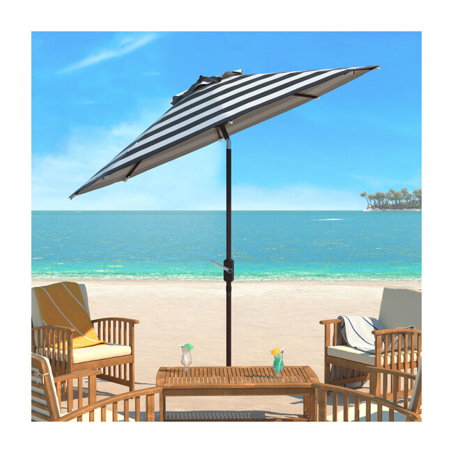 Iris Stripe Patio Umbrella, Black/White