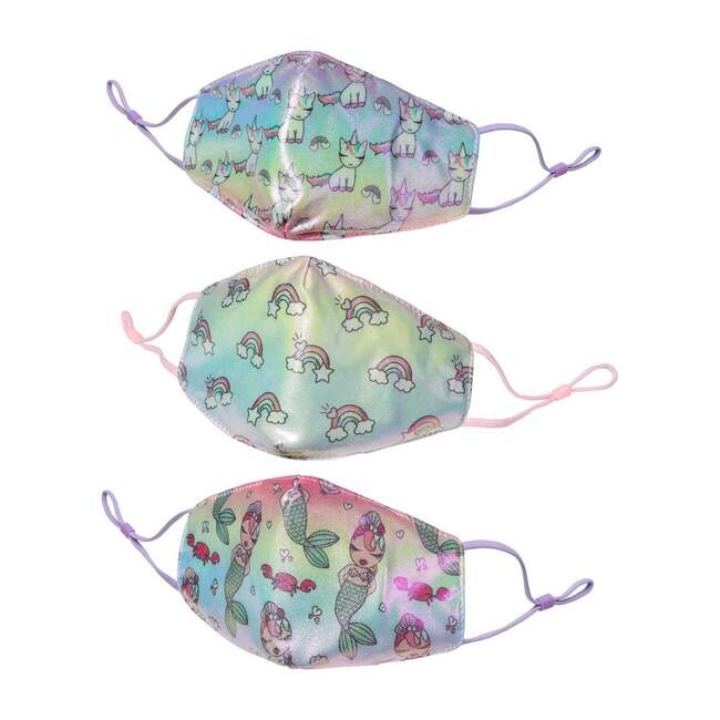 3 Pack Face Masks Metallic Mermaid, Baby Gwen & Rainbows Face Mask Pack