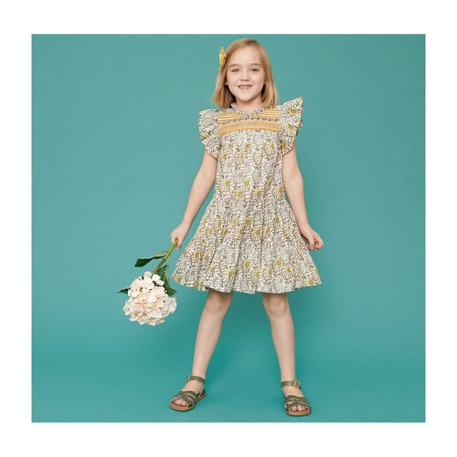 Kalani Dress, White Vine Floral