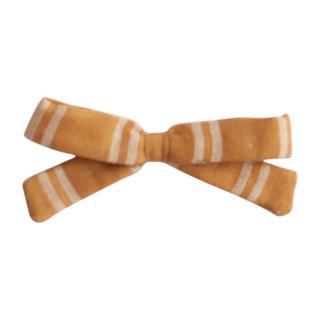 Small Bow Clip, Mustard Stripe