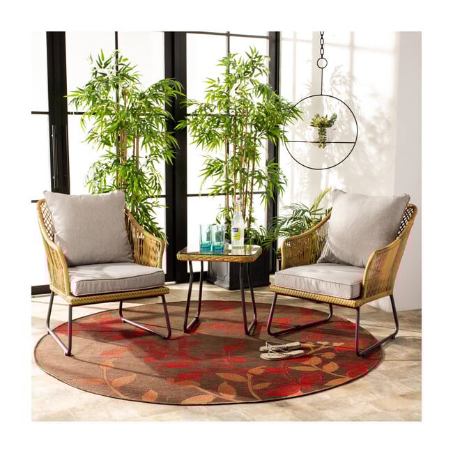 Jensen 3-Piece Rattan Outdoor Lounge Set, Natural/Grey