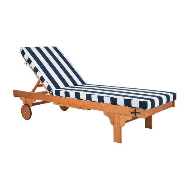 Newport Lounge Chair, Acacia/Navy Canopy Stripe