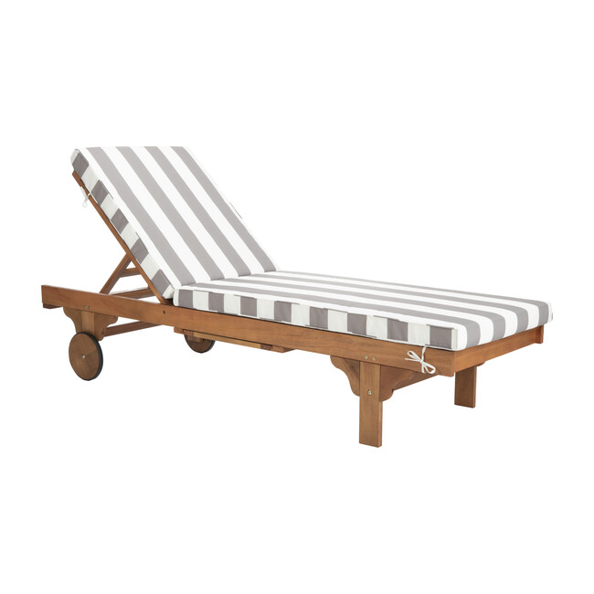 Newport Lounge Chair, Acacia/Grey Canopy Stripe