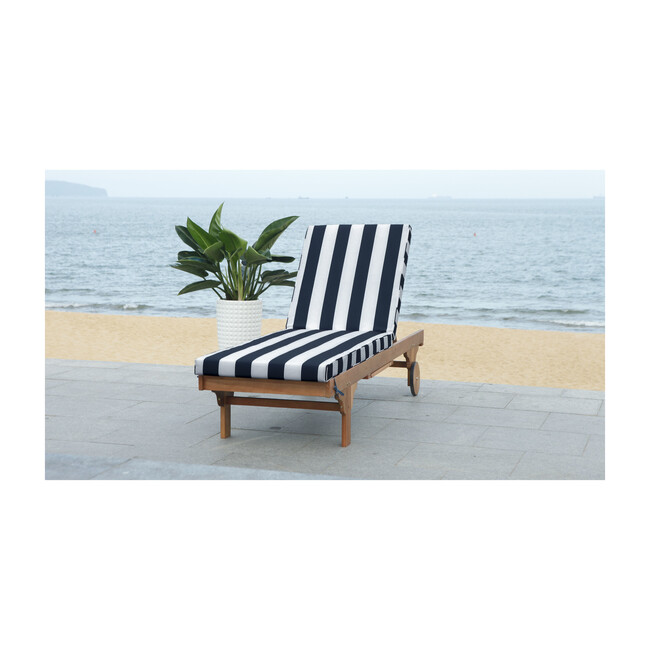 Newport Lounge Chair, Acacia/Navy Canopy Stripe
