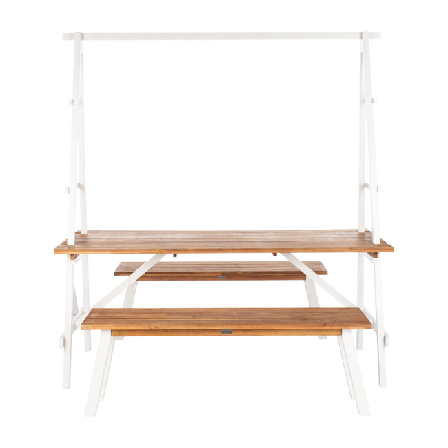 Willamy 3-Piece Outdoor Dining Set, White/Acacia