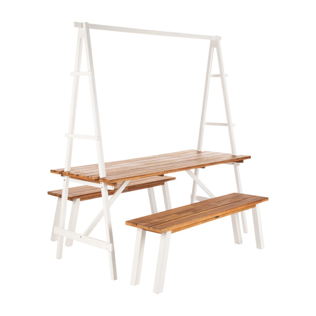 Willamy 3-Piece Outdoor Dining Set, White/Acacia