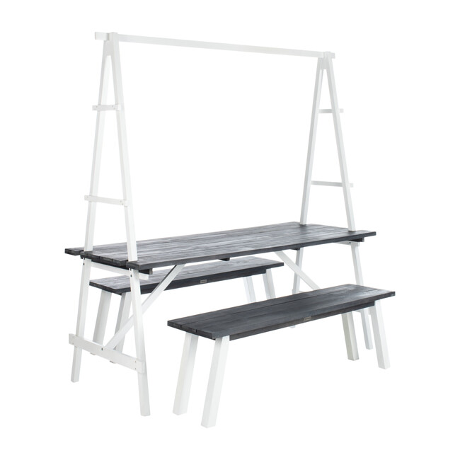 Willamy 3-Piece Outdoor Dining Set, White/Dark Acacia