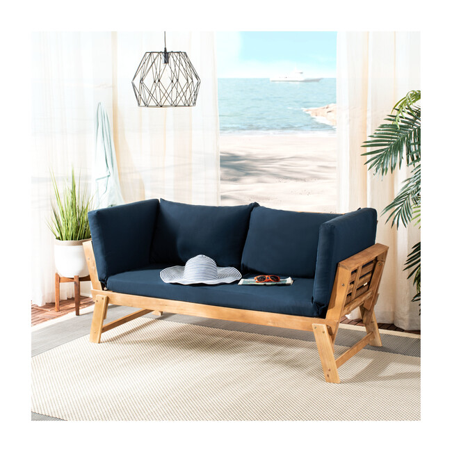 Tandra Outdoor Daybed, Natural Acacia/Navy