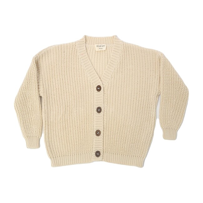 Leo Knit Cardigan, Cream Cotton - Cardigans - 1