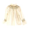 Frida Smock Blouse, White & Olive - Blouses - 2