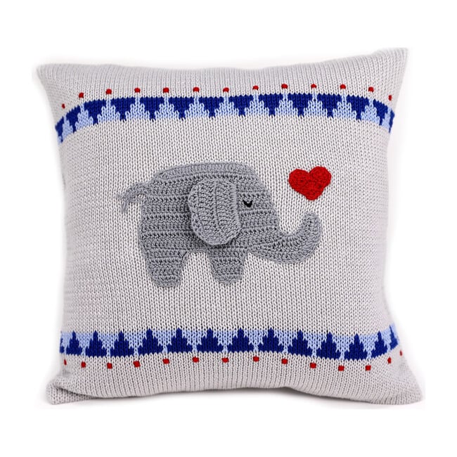 Elephant with Heart Pillow