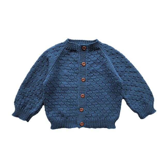Handknit Linde Largo Sweater, Steel Blue
