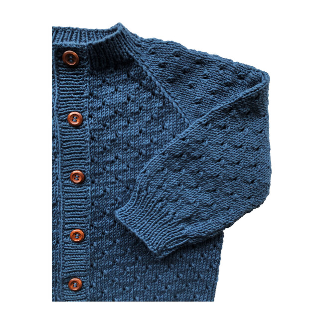 Handknit Linde Largo Sweater, Steel Blue
