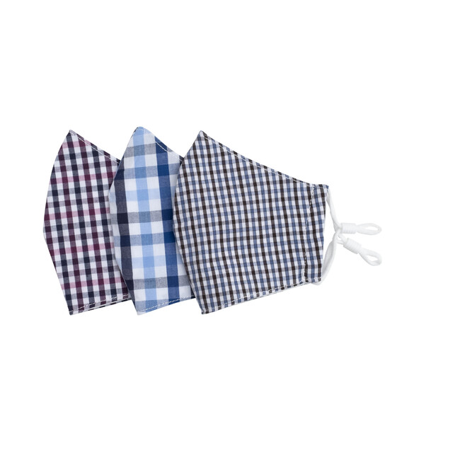 Mixed Multi Gingham Mask Bundle, Blue Multi