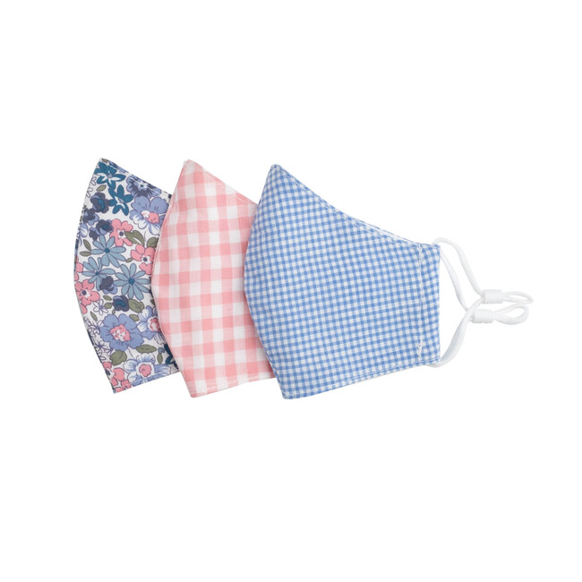 Floral Check Mask Bundle, Pink & Blue