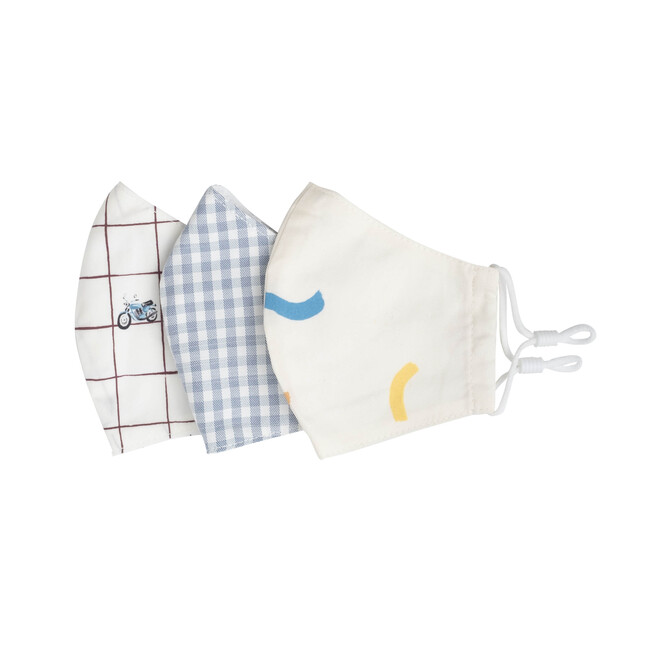 Kids Squiggles & Checks Mask Bundle, White Multi