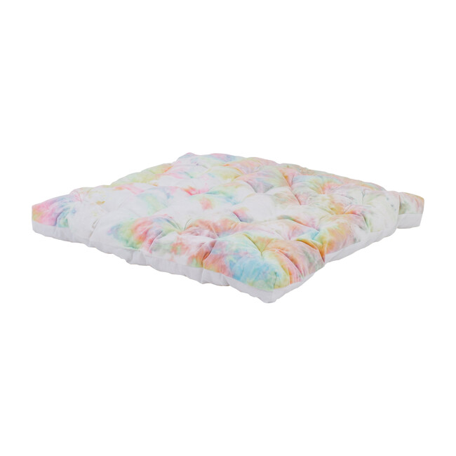 Faux Fur Padded Play Mattress, Rainbow Tie-Dye