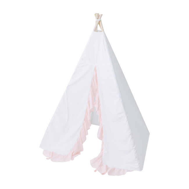 Eliza Ruffled Play Tent, White/Blush