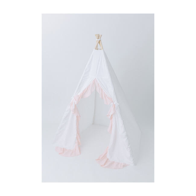 Eliza Ruffled Play Tent, White/Blush