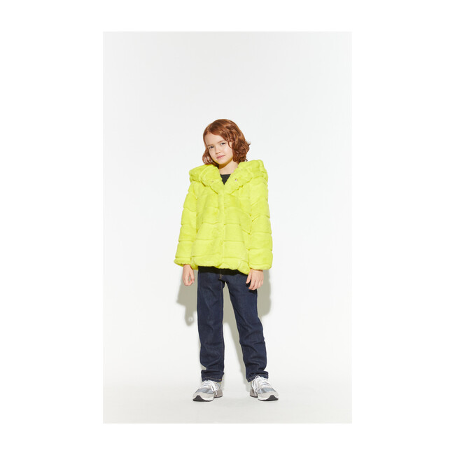 Goldie Faux Fur Jacket, Neon Yellow
