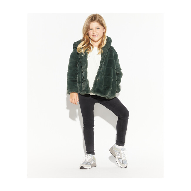 Goldie Faux Fur Jacket, Dark Green