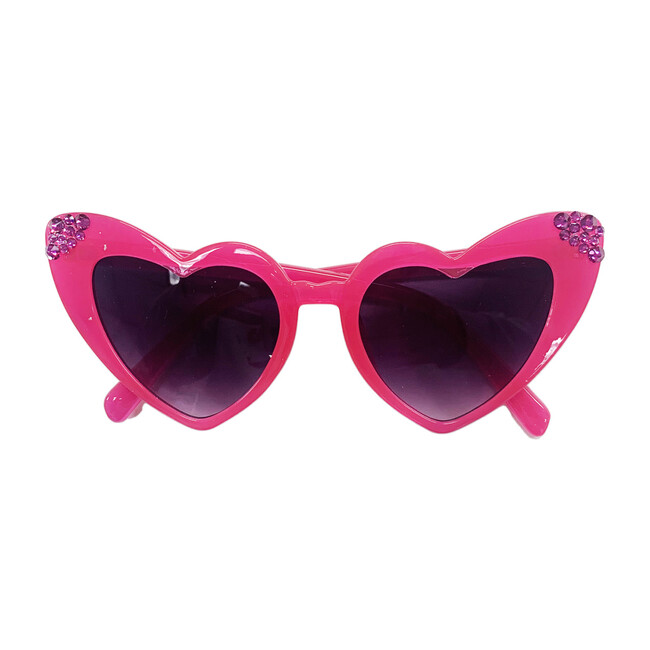 Crystal Heart Sunglasses, Hot Pink