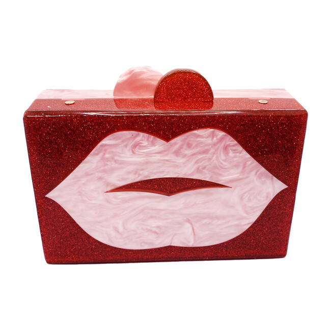 Acrylic Bag with Lips, Red and Pink