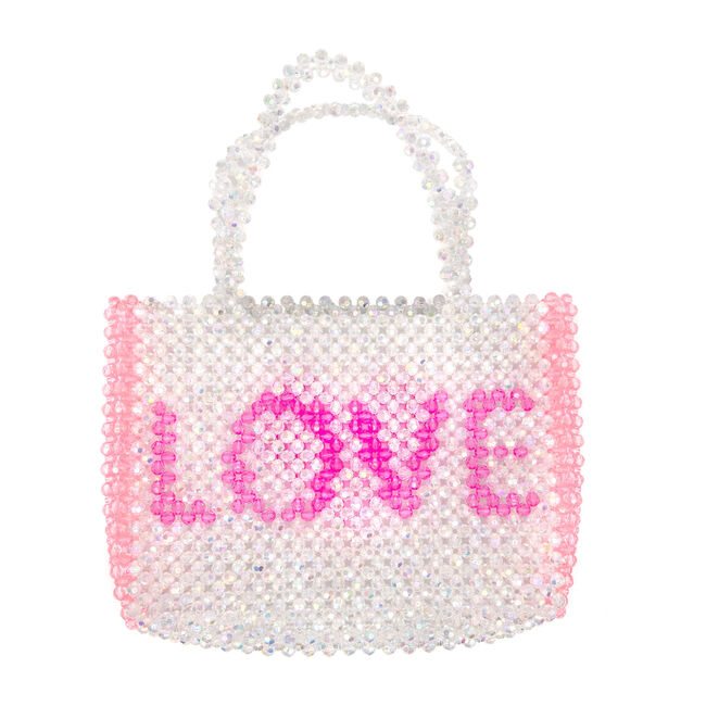 Beaded Crystal LOVE Bag, Pink