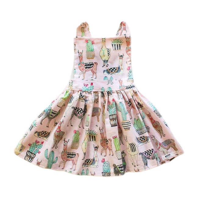 Pinafore Dress, Pink Llama - Dresses - 0