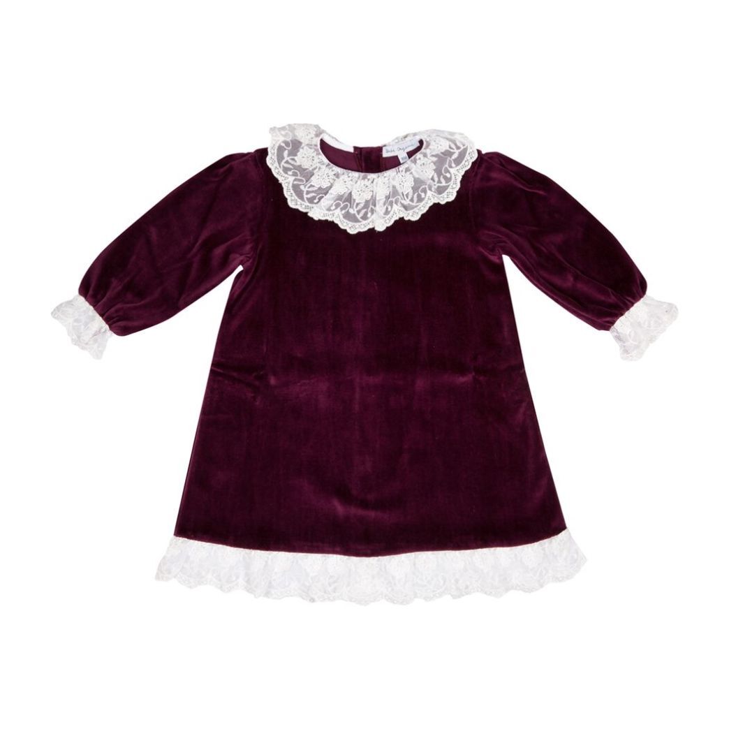 Organic Lorena Dress, Maroon - Kids Girl Clothing Dresses - Maisonette