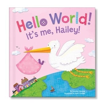 Hello World! Personalized Baby Book, Pink