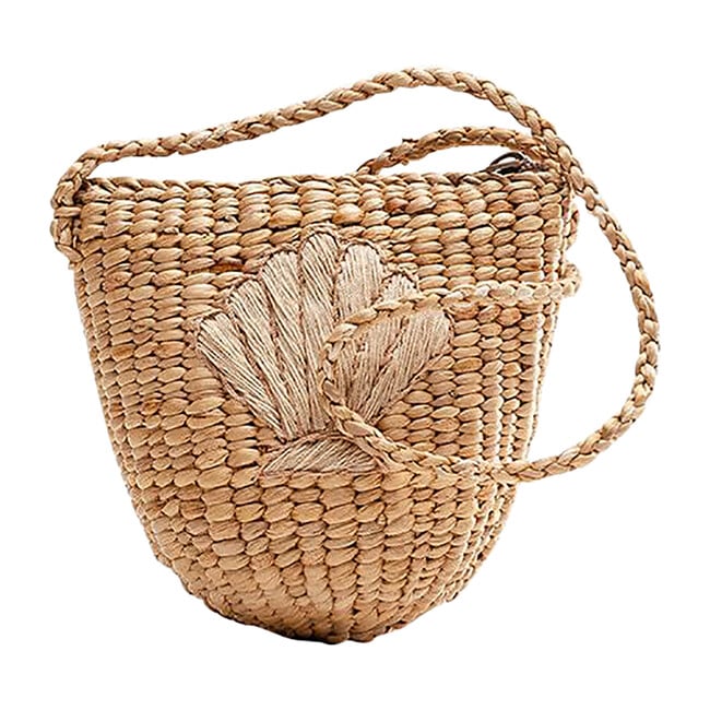 Shell Handwoven Tote, Nude