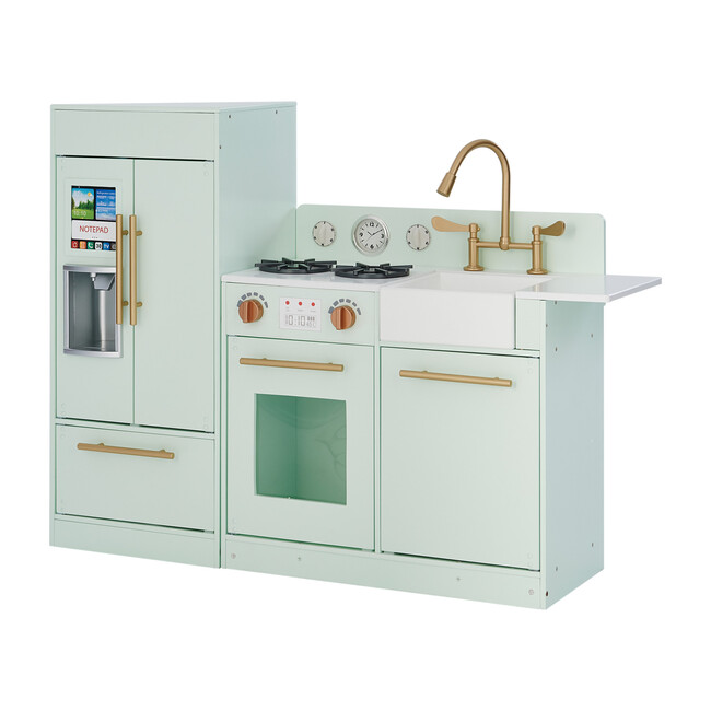 Little Chef Chelsea Modern Play Kitchen, Mint/Gold