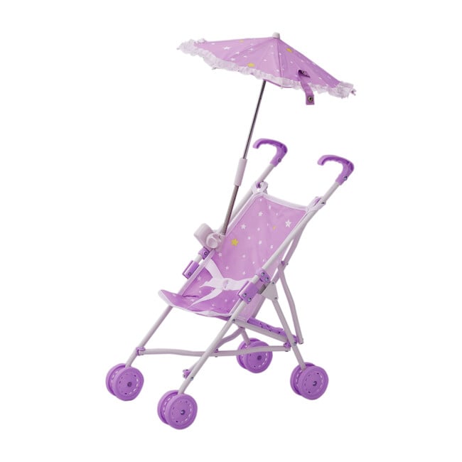 Baby Doll Stroller with Parasol, Purple/Stars - Dolls - 1